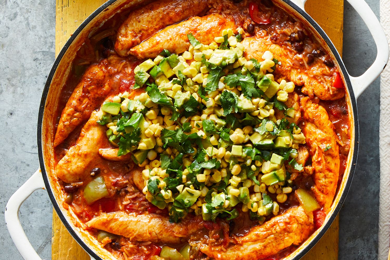 mexican-chicken-and-rice-with-corn-and-avocado-salsa