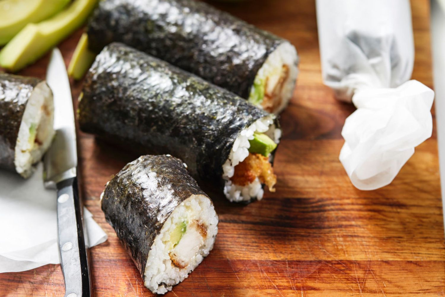 chicken-schnitzel-and-avocado-sushi-rolls