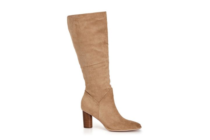 City Chic WIDE FIT Impact Knee Boot In Beige