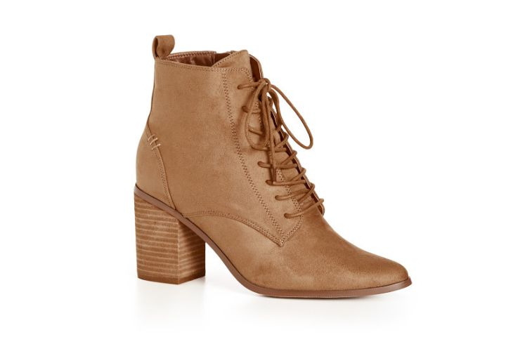 City Chic Wide Fit Calista Ankle Boots In Tan
