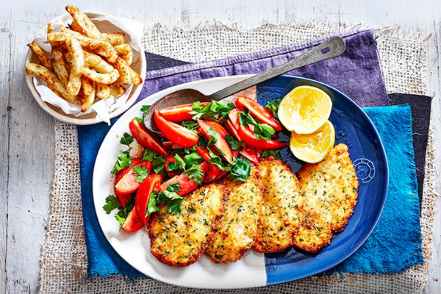 panko-and-parmesan-crumbed-chicken-with-tomato-salad