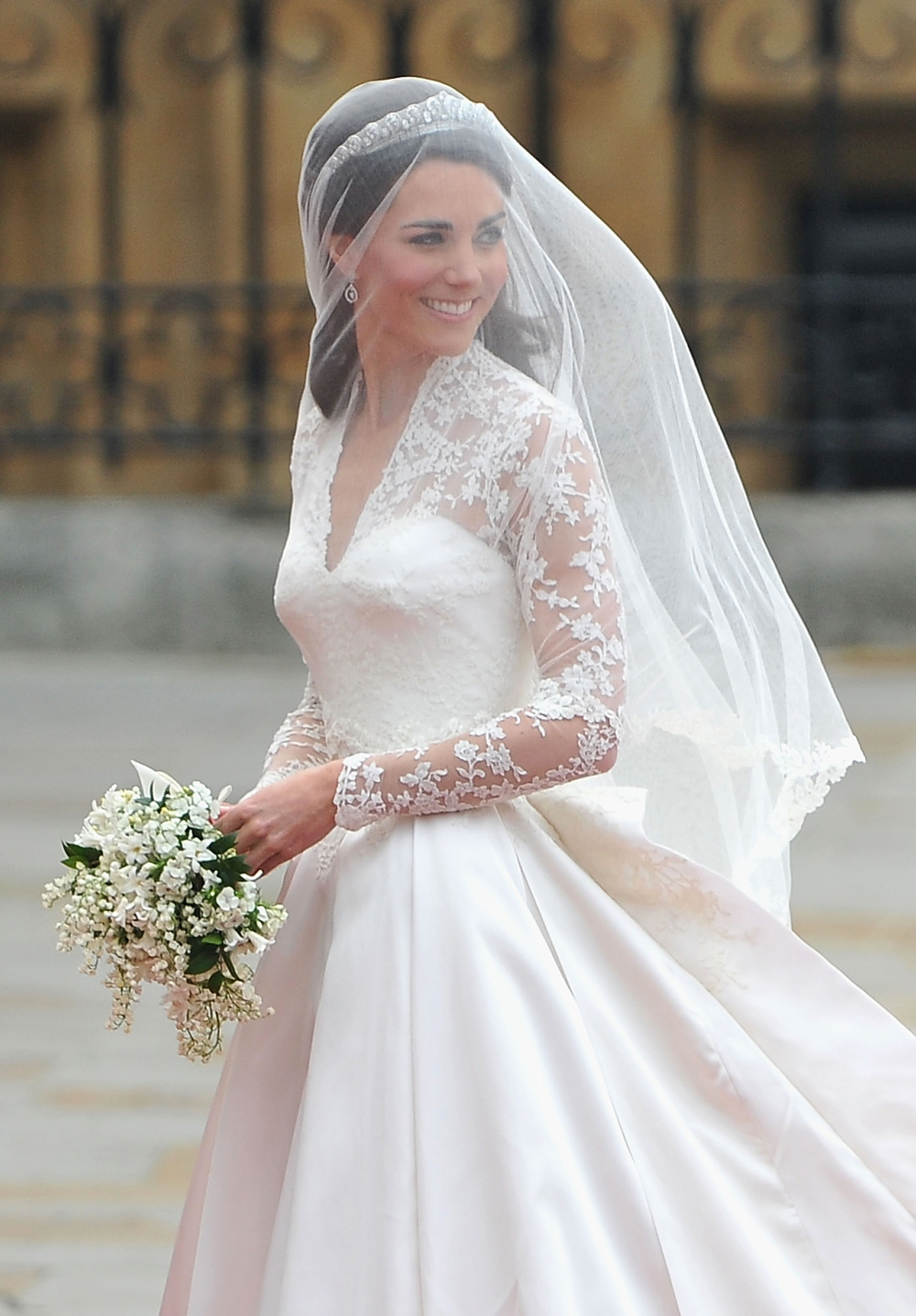 Catherine Middleton arrives to attend the Royal Wedding of Prince William to Catherine Middleton at Westminster Abbey