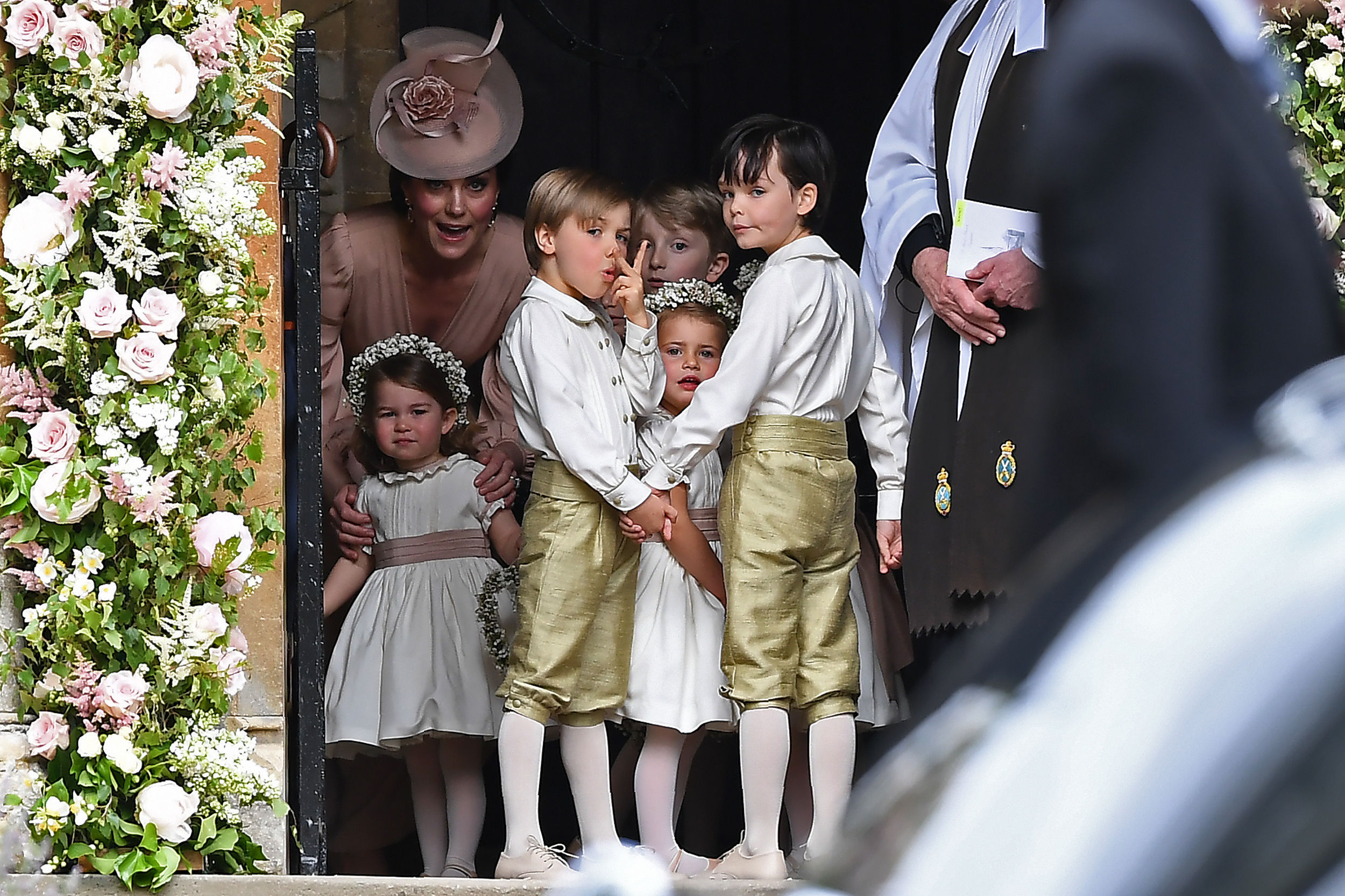 A pageboy at Pippa’s wedding appears to misbehave