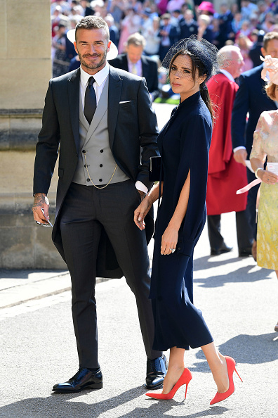 Victoria Beckham also chose to wear blue for the occasion