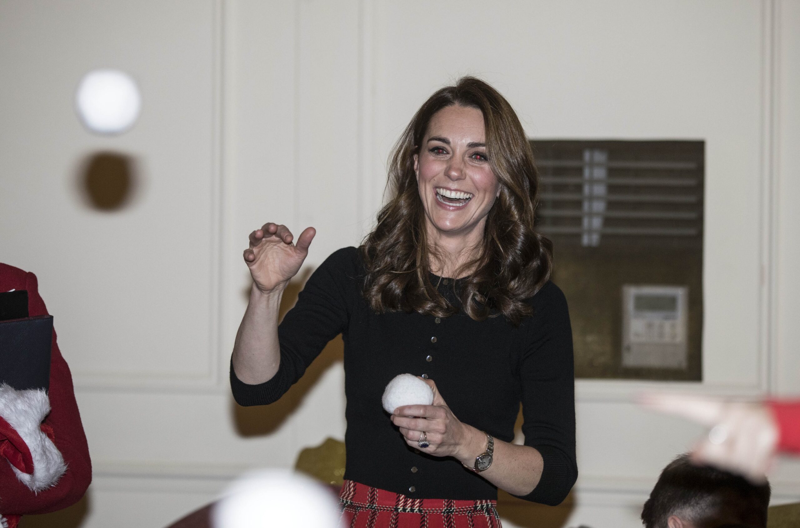 kate middleton prince William pelted snowballs Christmas party