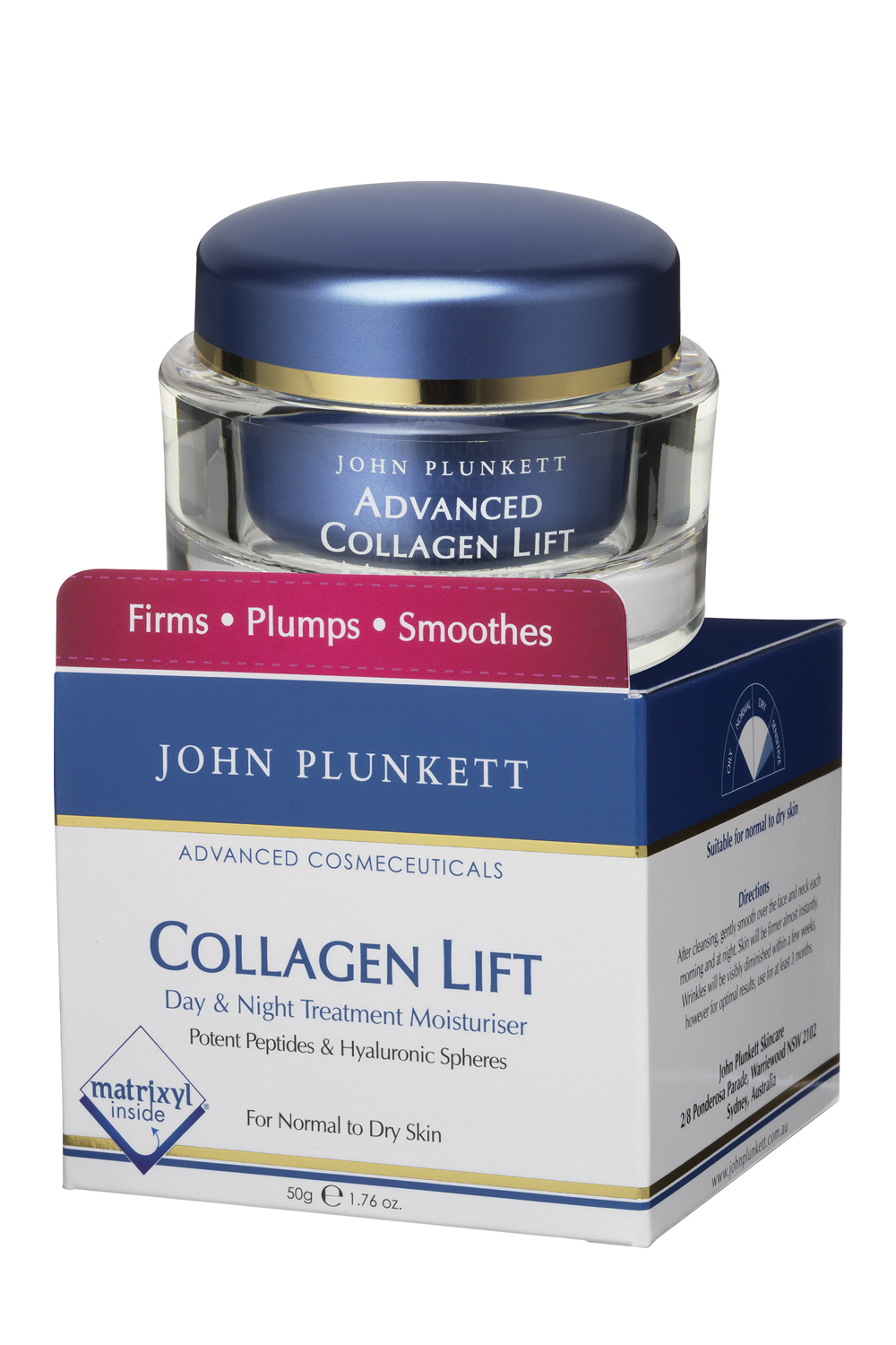 John Plunkett Collagen Lift Moisturiser contains Matrixyl 3000