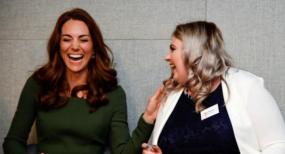 Duchess of Cambridge shares a laugh with Amy Herring, an advocate and former user of the Anna Freud National Centre for Children and Families