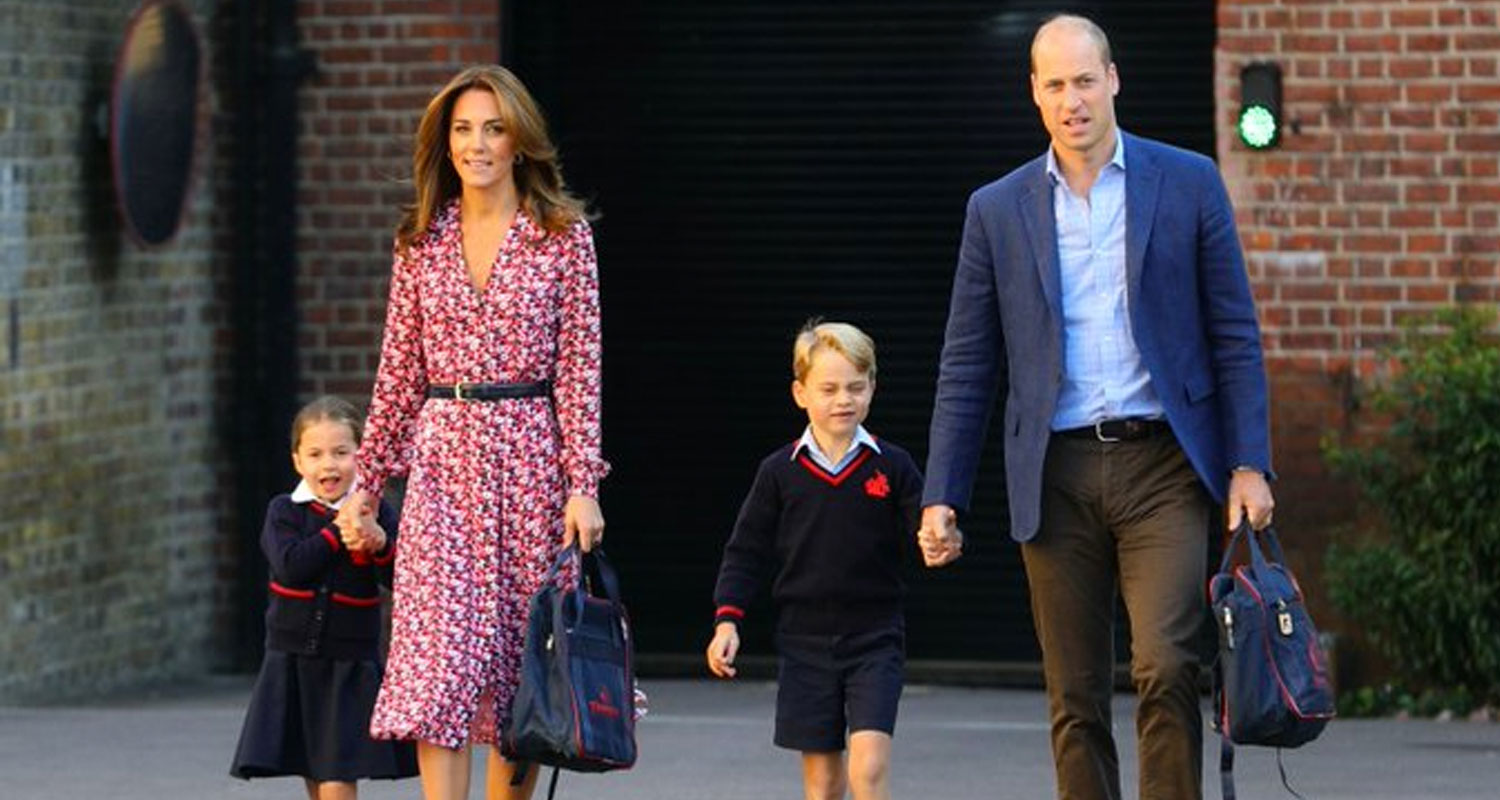 Prince William walks his children to school on their first day
