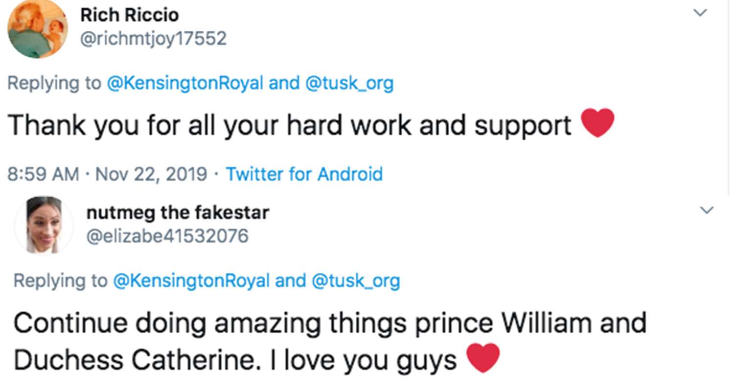 Prince William Kate Middleton Tusk Awards Twitter