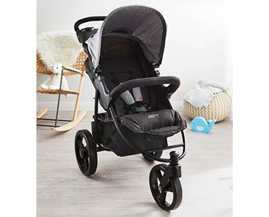 mothers choice 3 wheel stroller out and about