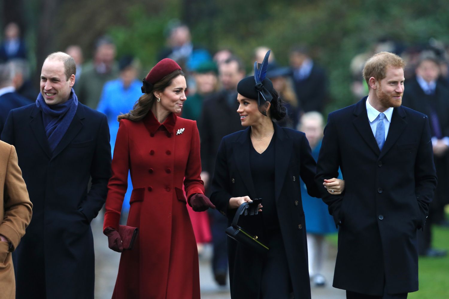 prince william prince harry meghan markle and kate middleton walk to church