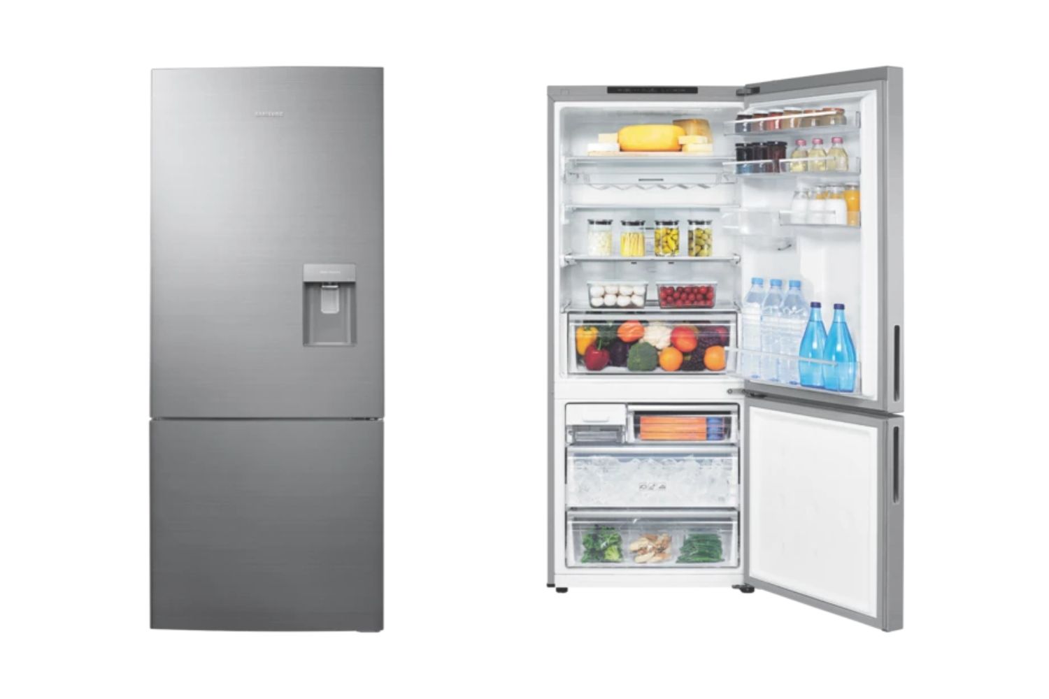 samsung bottom mount fridge silver