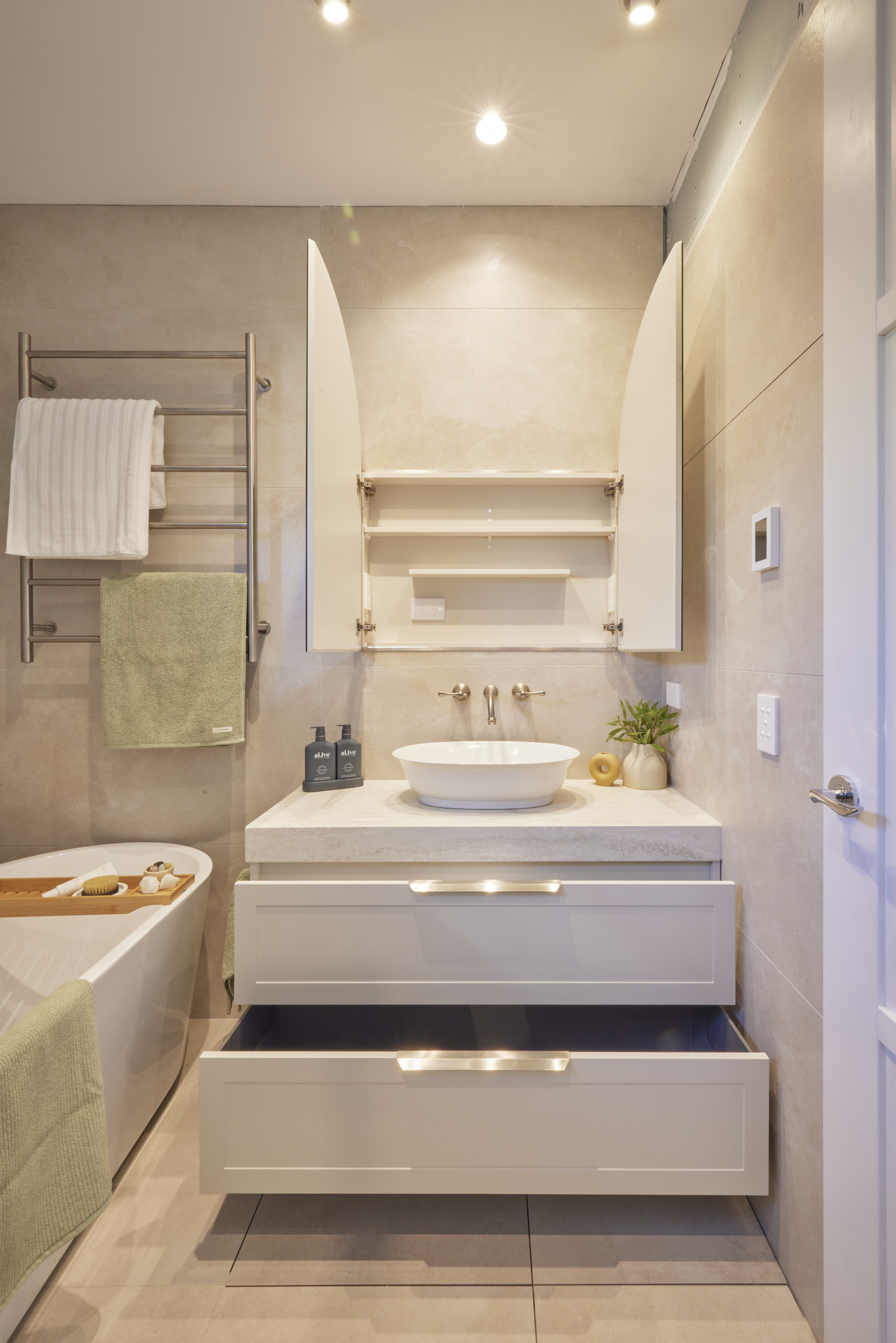 week one guest bathroom room reveals the block jesse and paige