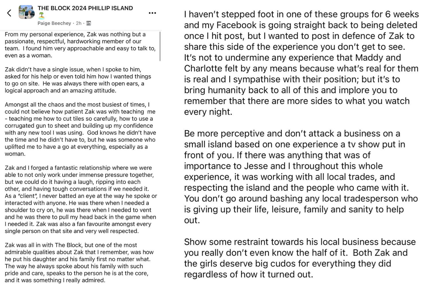 paige statement the block