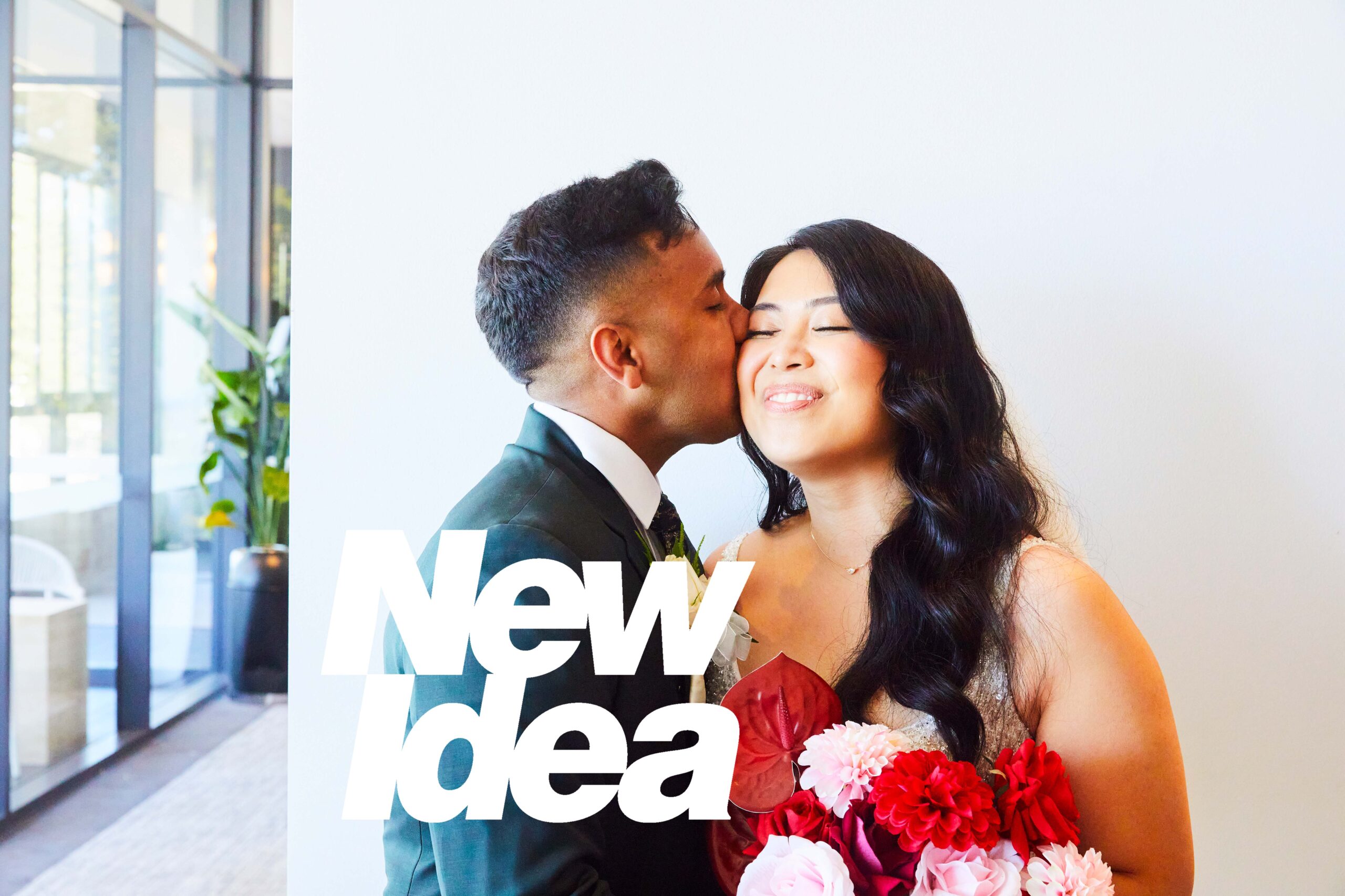 Joel and Eunice at their wedding in Manly