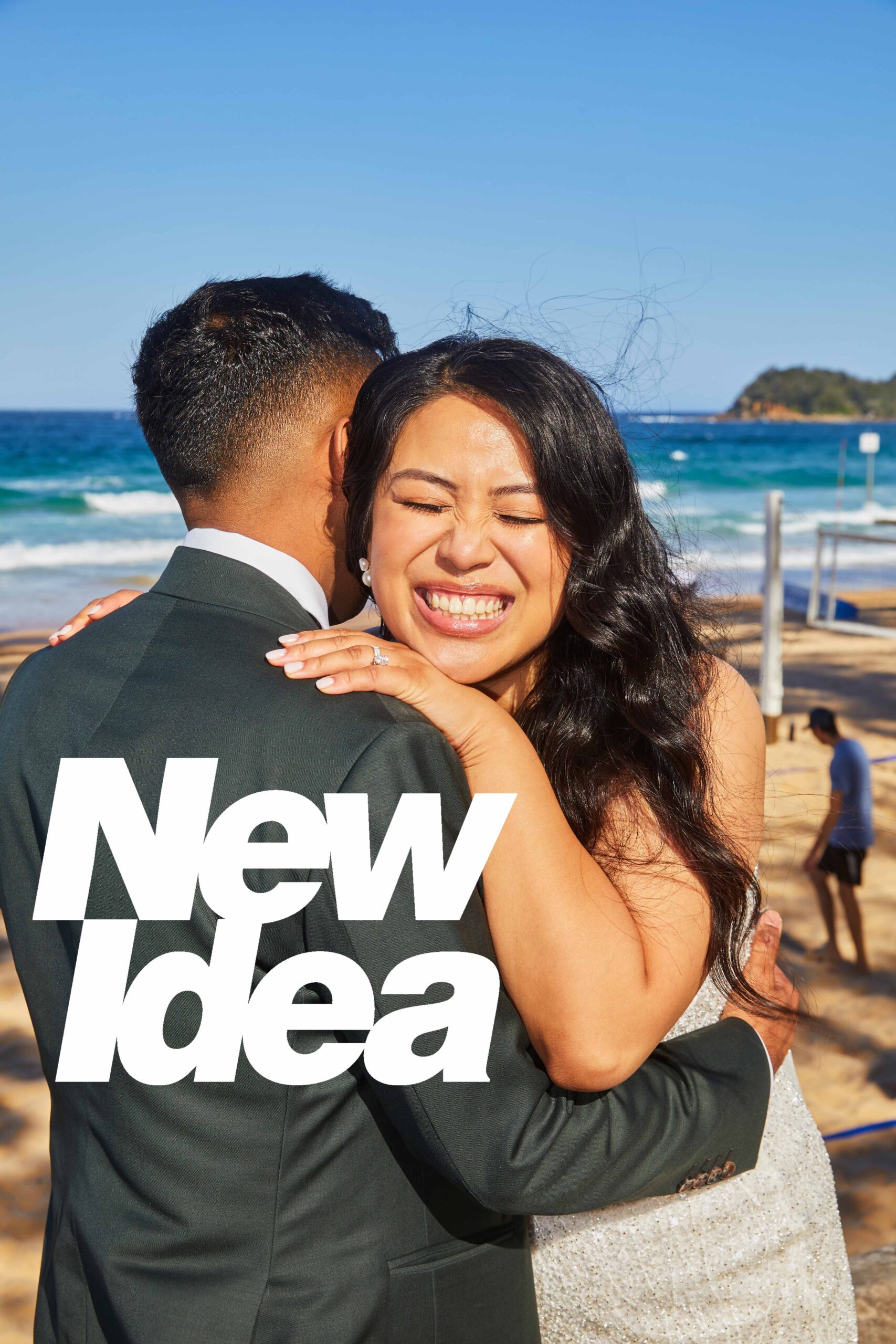 Joel and Eunice at their wedding in Manly