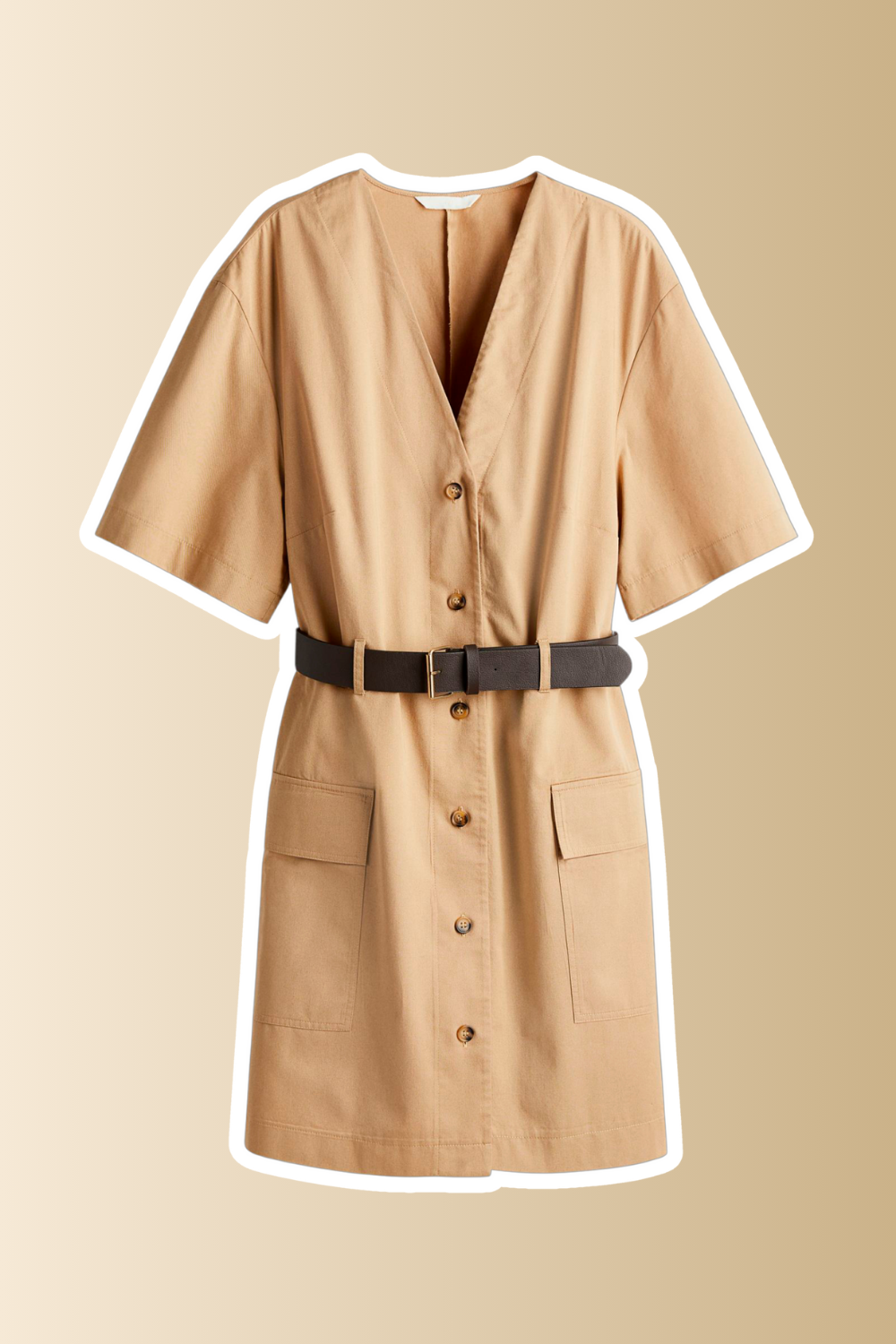 brown dress with belt 