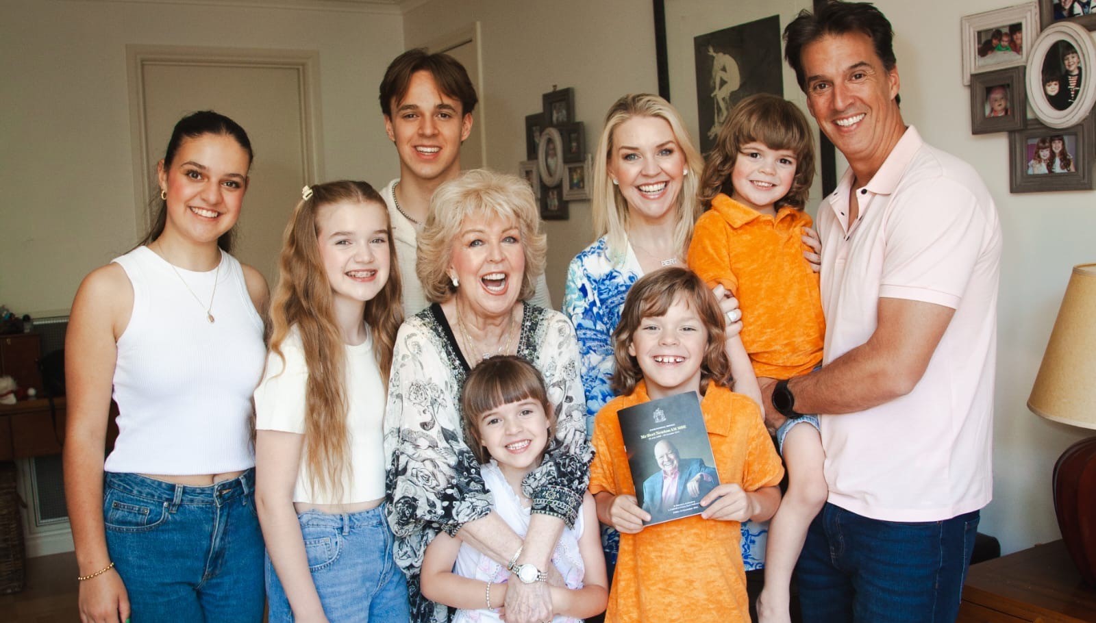 Patti Newton with her daughter Lauren, Lauren's husband Matt and her six grandchildren.