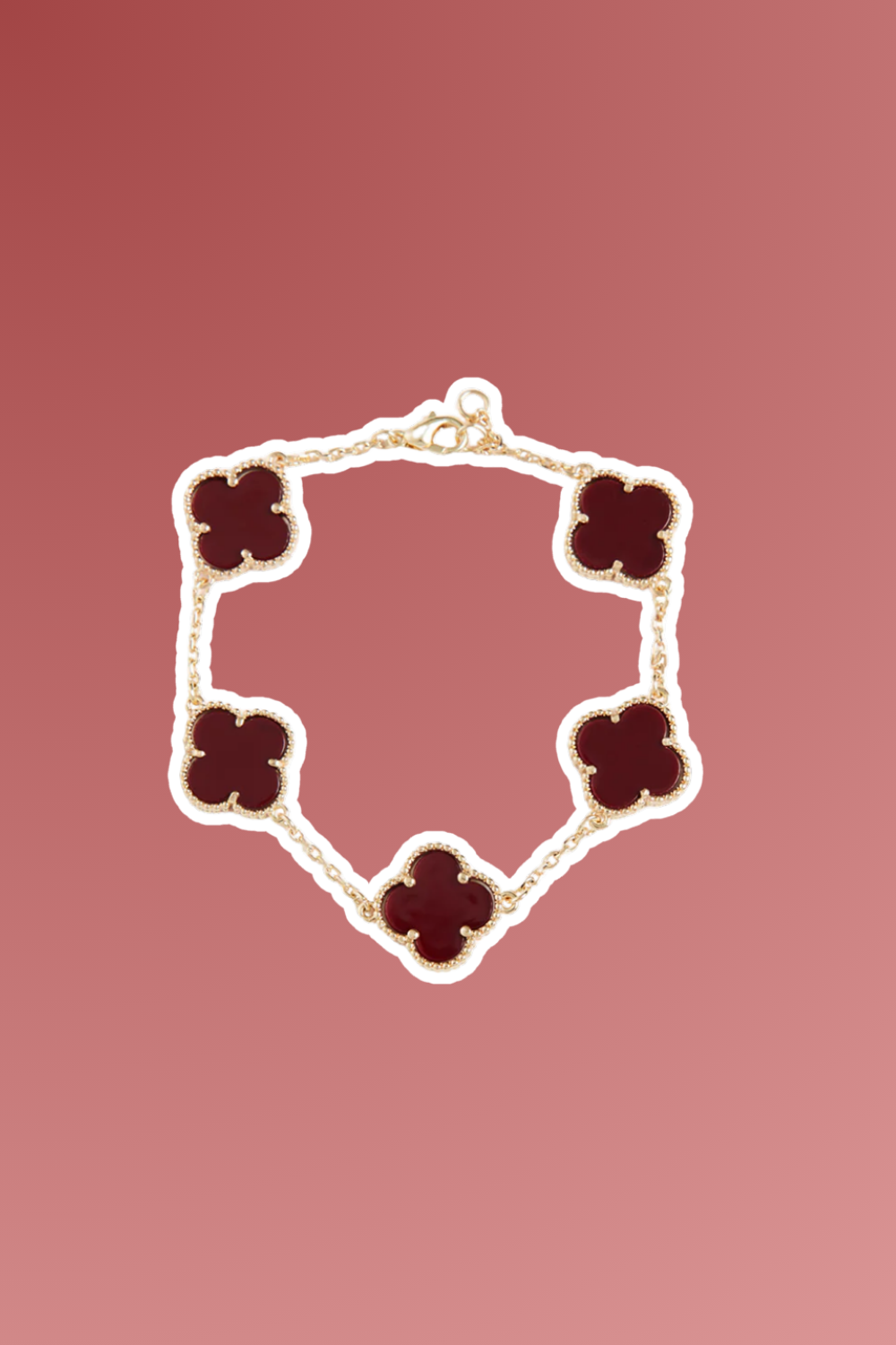 billini gold bracelet with red flower motif