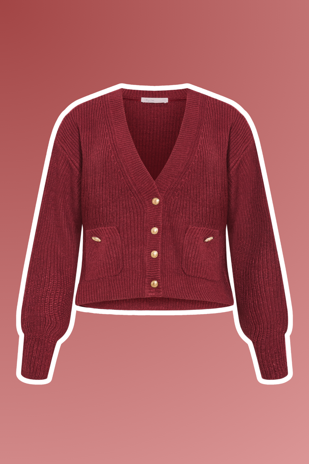 city chic v neck cardigan with fold button detail