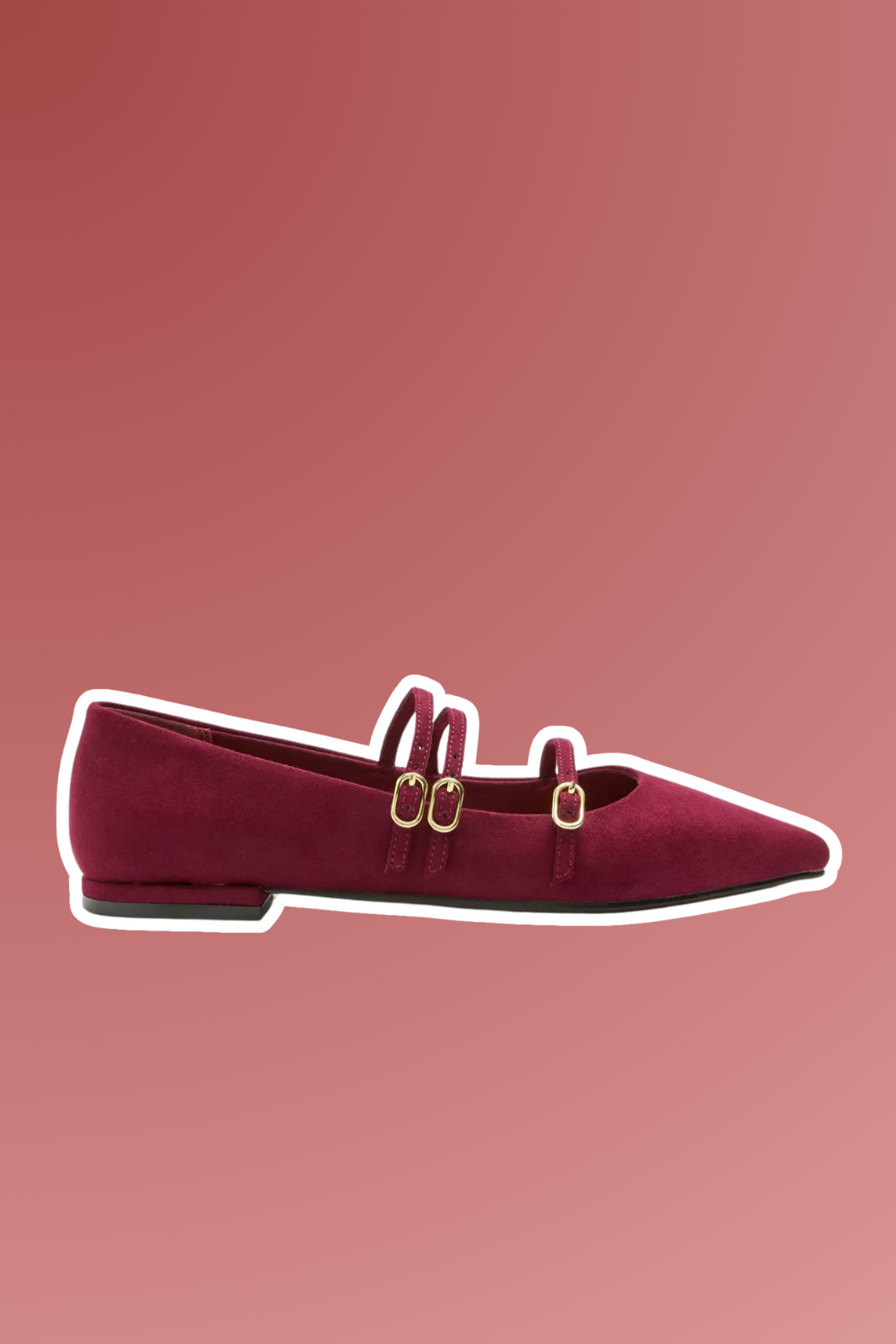 target suede flats with triple buckle detail