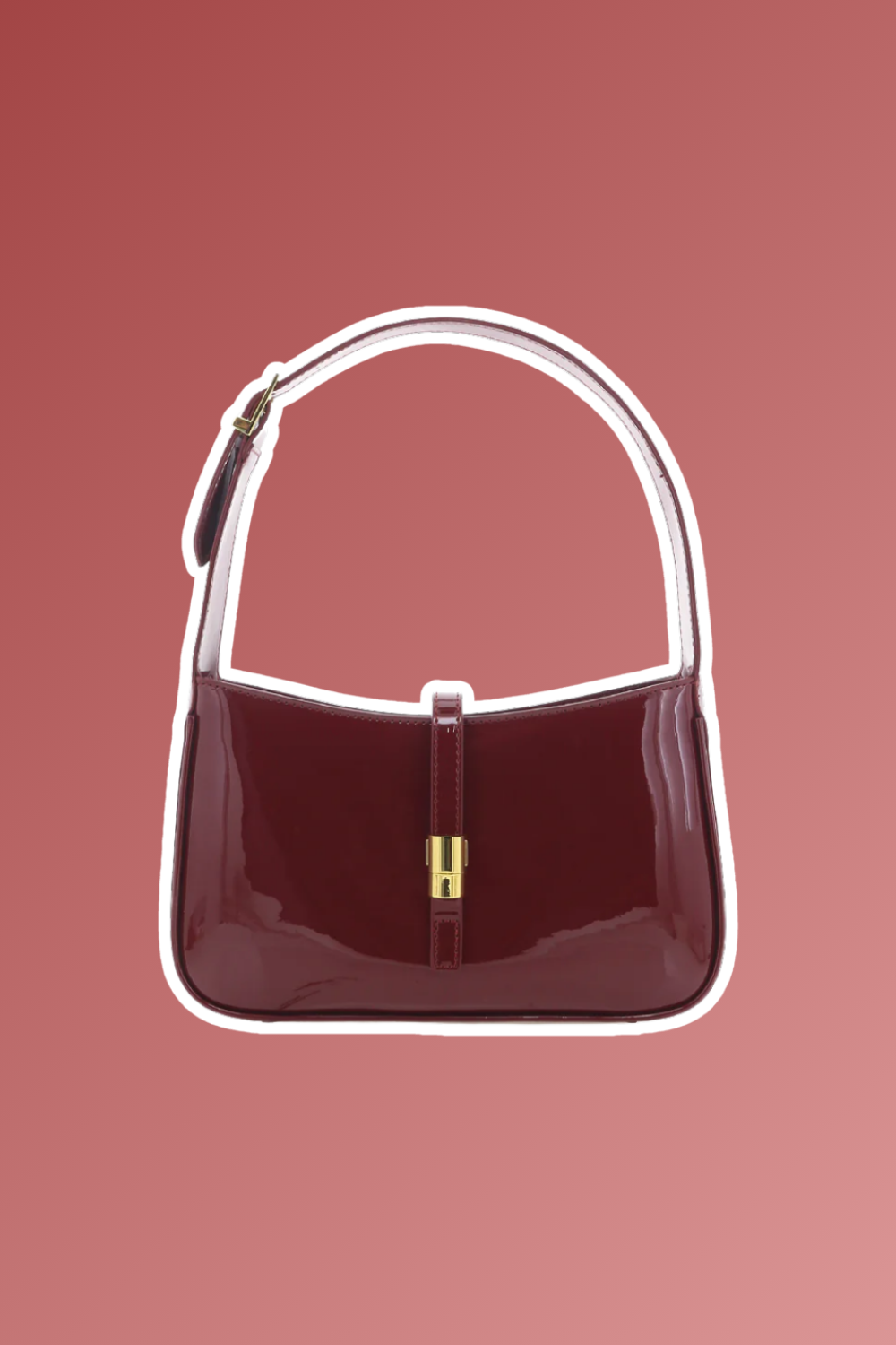 billini patent shoulder bag with gold buckle detail