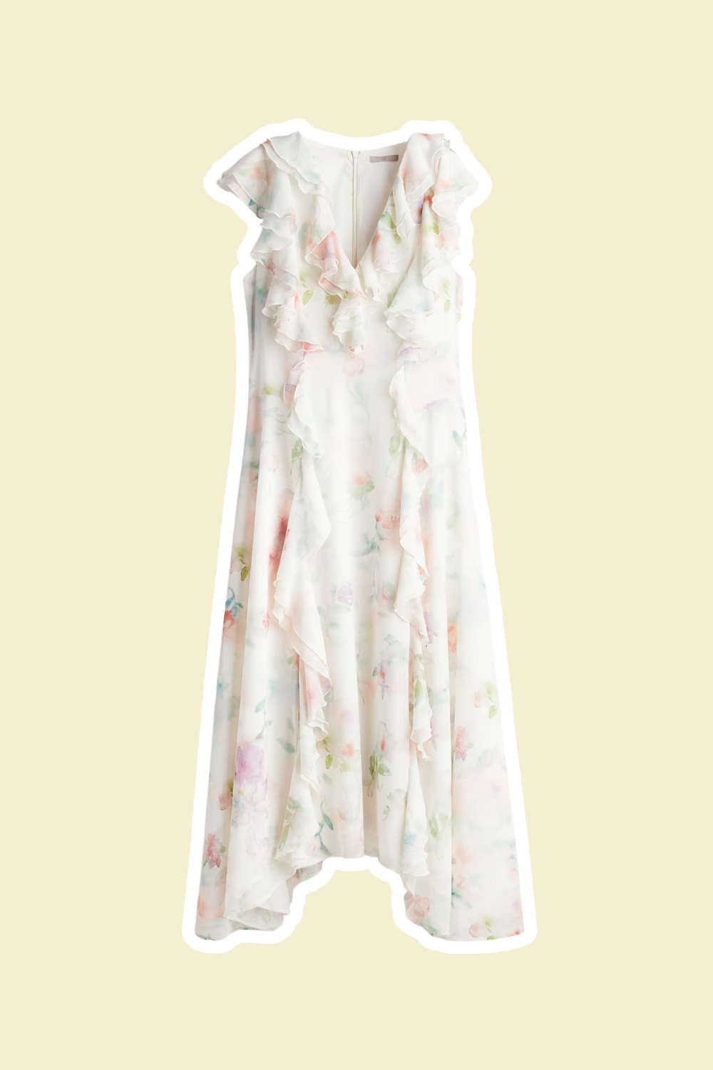 h&m floral print maxi dress with short sleeve and ruffles