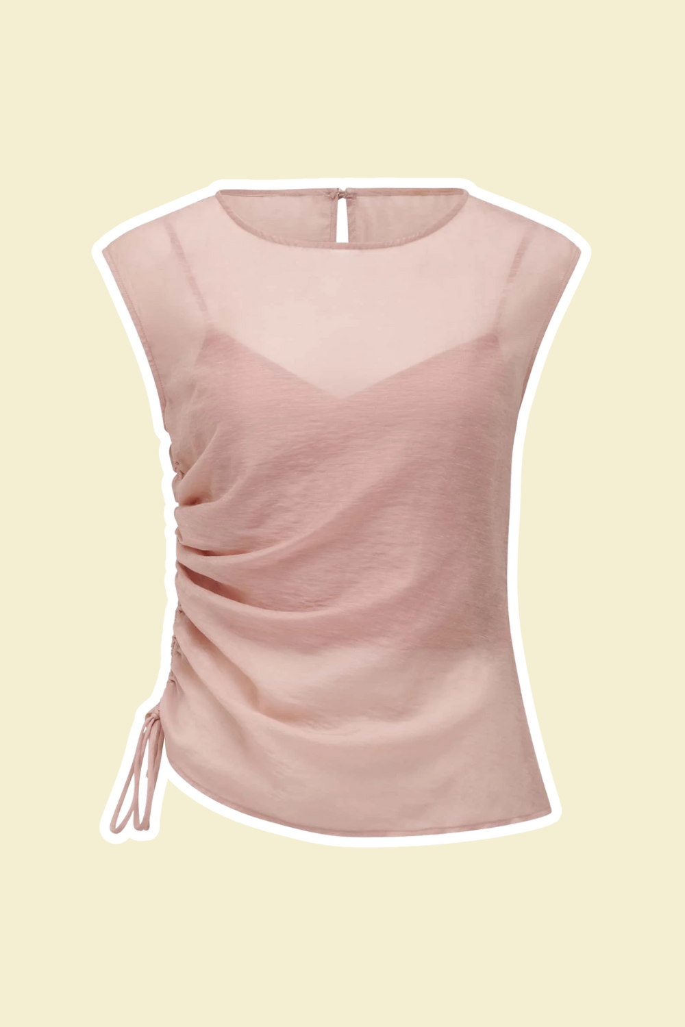 Forever new pink sheer top with gathered side
